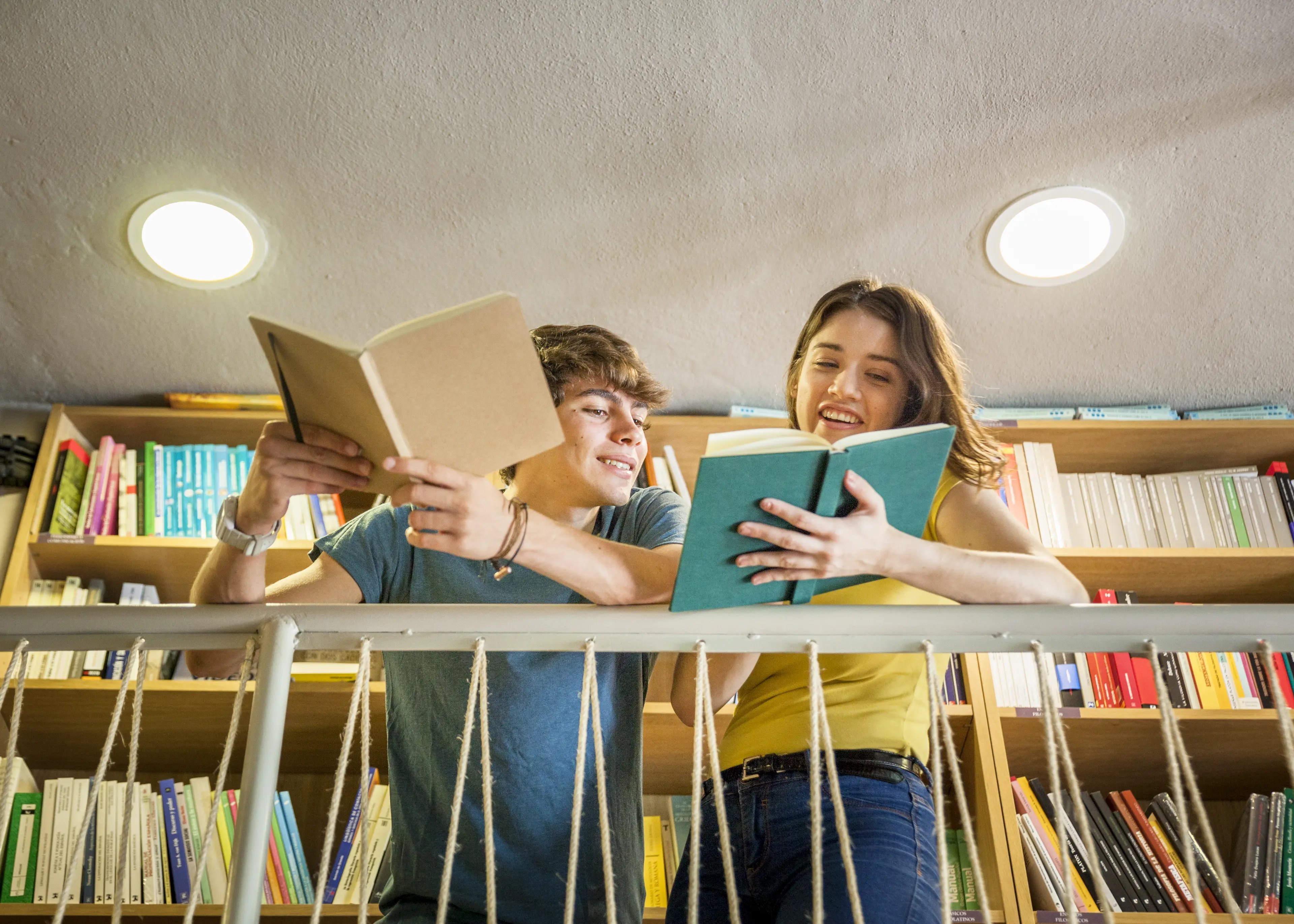 Students reading books